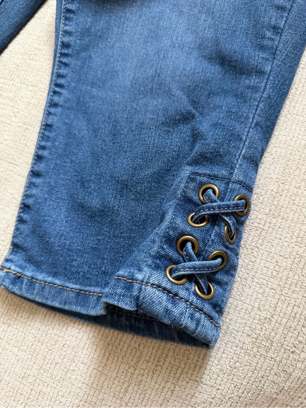 d. jeans Blue Ankle-Length Lace-Up Hem Cropped Jeans - Picture 3 of 5
